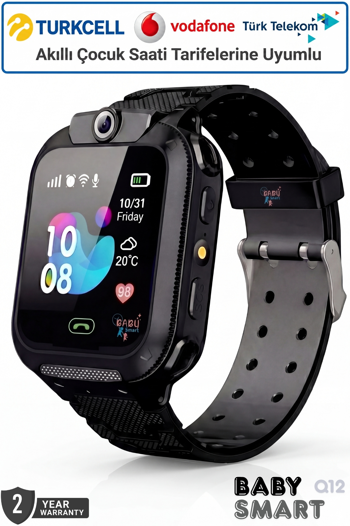 BabySmart Q12 Akıllı Çocuk Saati | Kameralı, LBS Takipli – Sim Kartlı, SOS Acil Arama