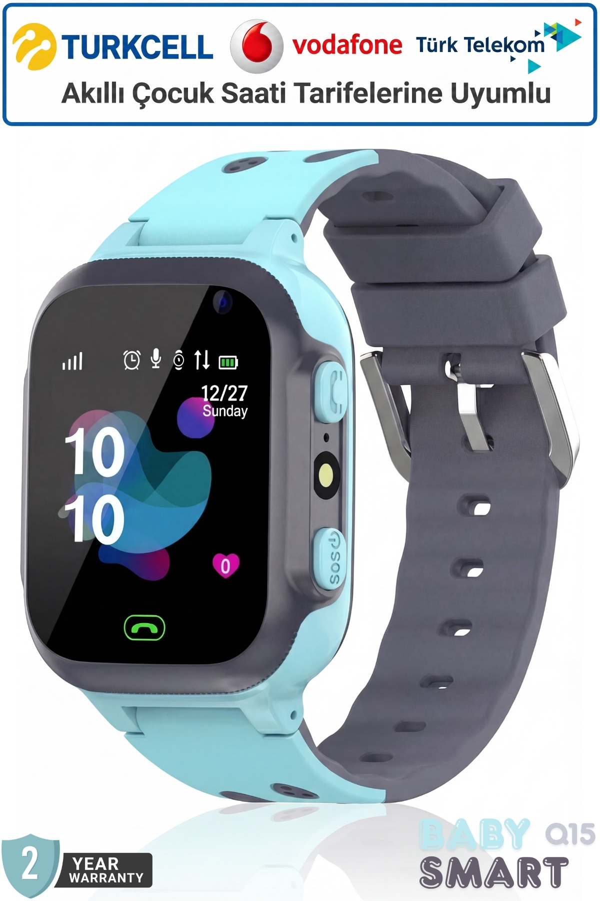 BabySmart Q15 Akıllı Çocuk Saati | Kameralı, LBS Takipli – Sim Kartlı, SOS Acil Arama