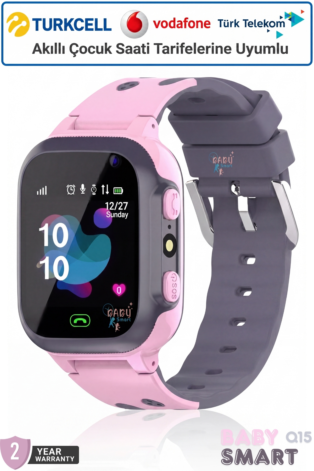 BabySmart Q15 Akıllı Çocuk Saati | Kameralı, LBS Takipli – Sim Kartlı, SOS Acil Arama