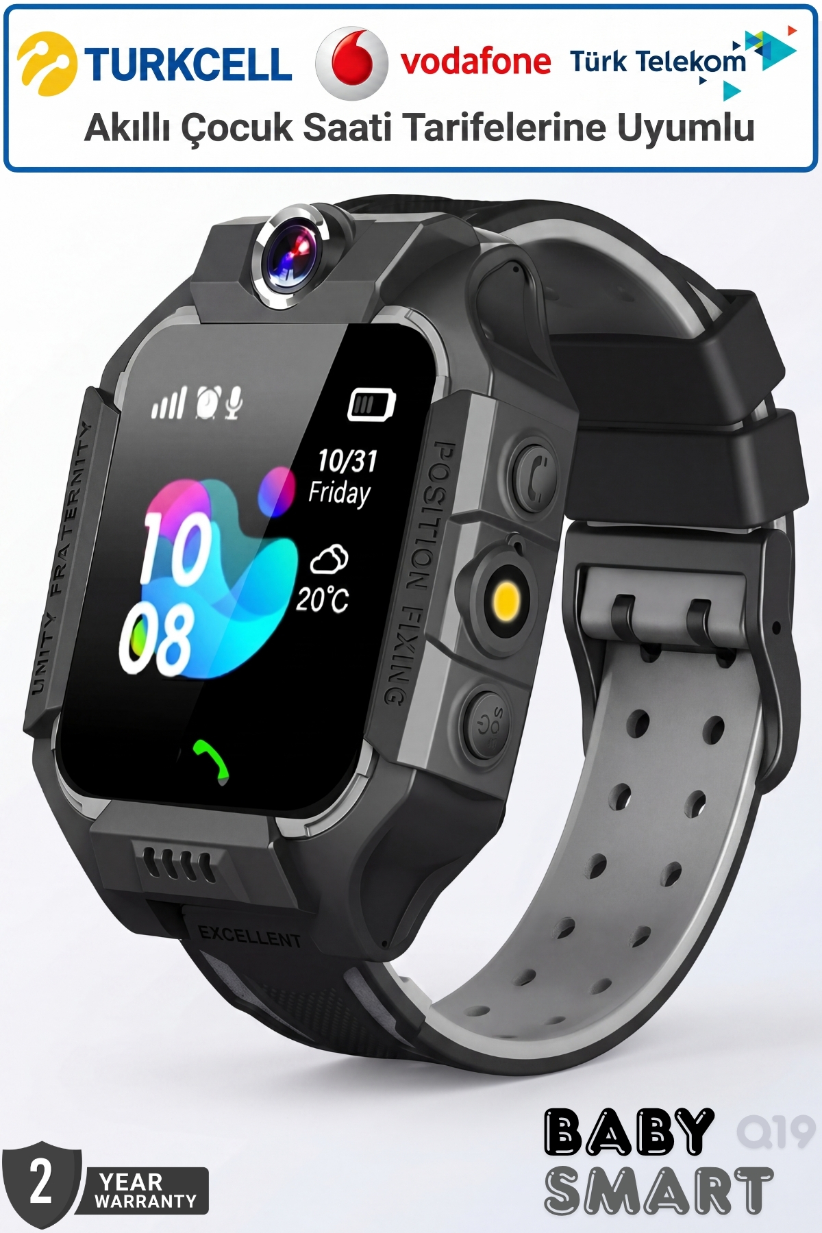 BabySmart Q19 Akıllı Çocuk Saati | Kameralı, LBS Takipli – Sim Kartlı, SOS Acil Arama