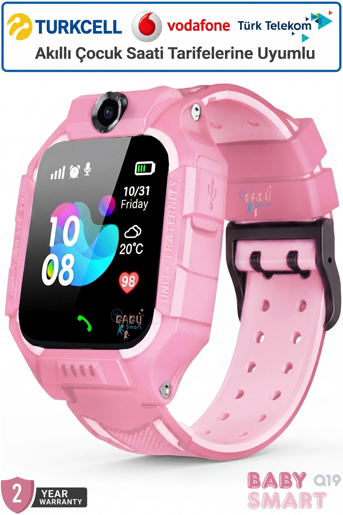 BabySmart Q19 Akıllı Çocuk Saati | Kameralı, LBS Takipli – Sim Kartlı, SOS Acil Arama