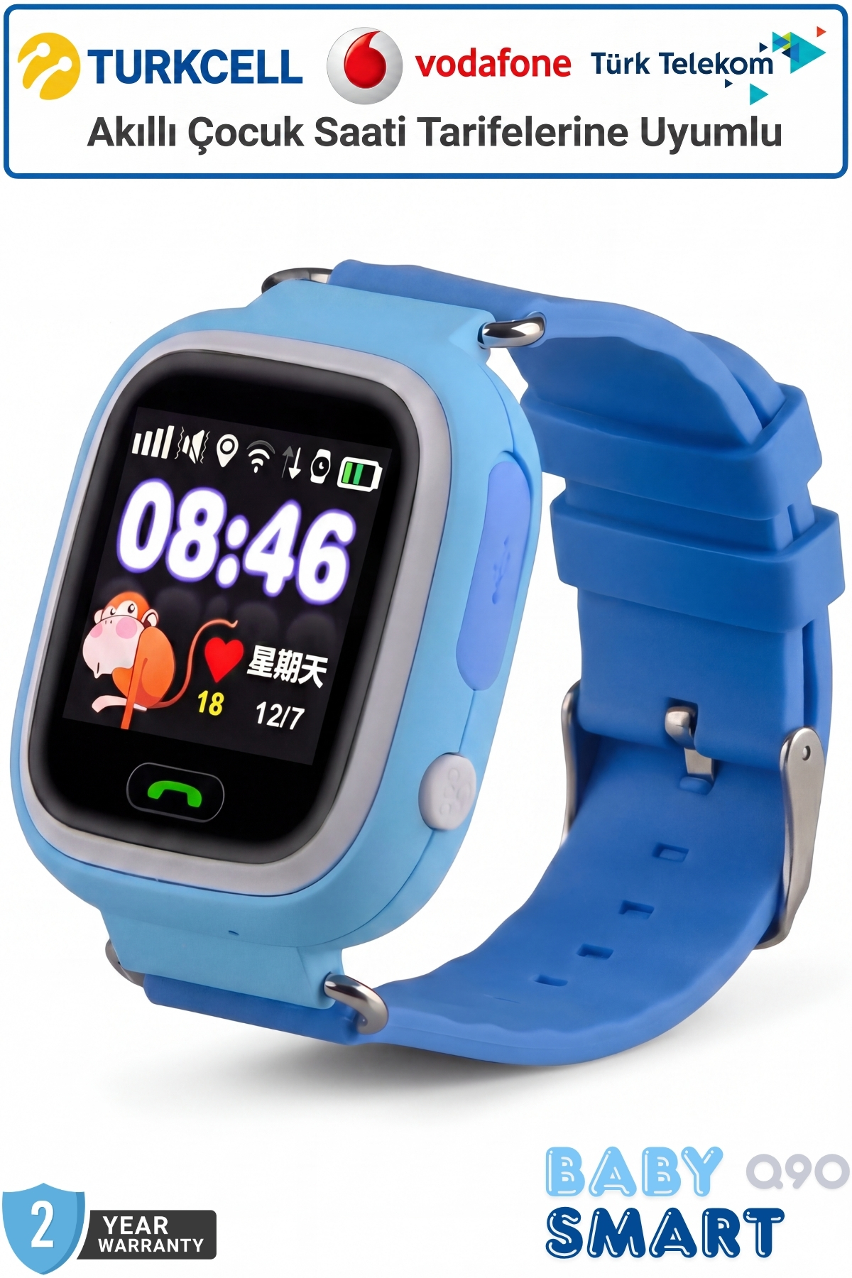 BabySmart Q90 Akıllı Çocuk Saati | LBS Takipli – Sim Kartlı, SOS Acil Arama