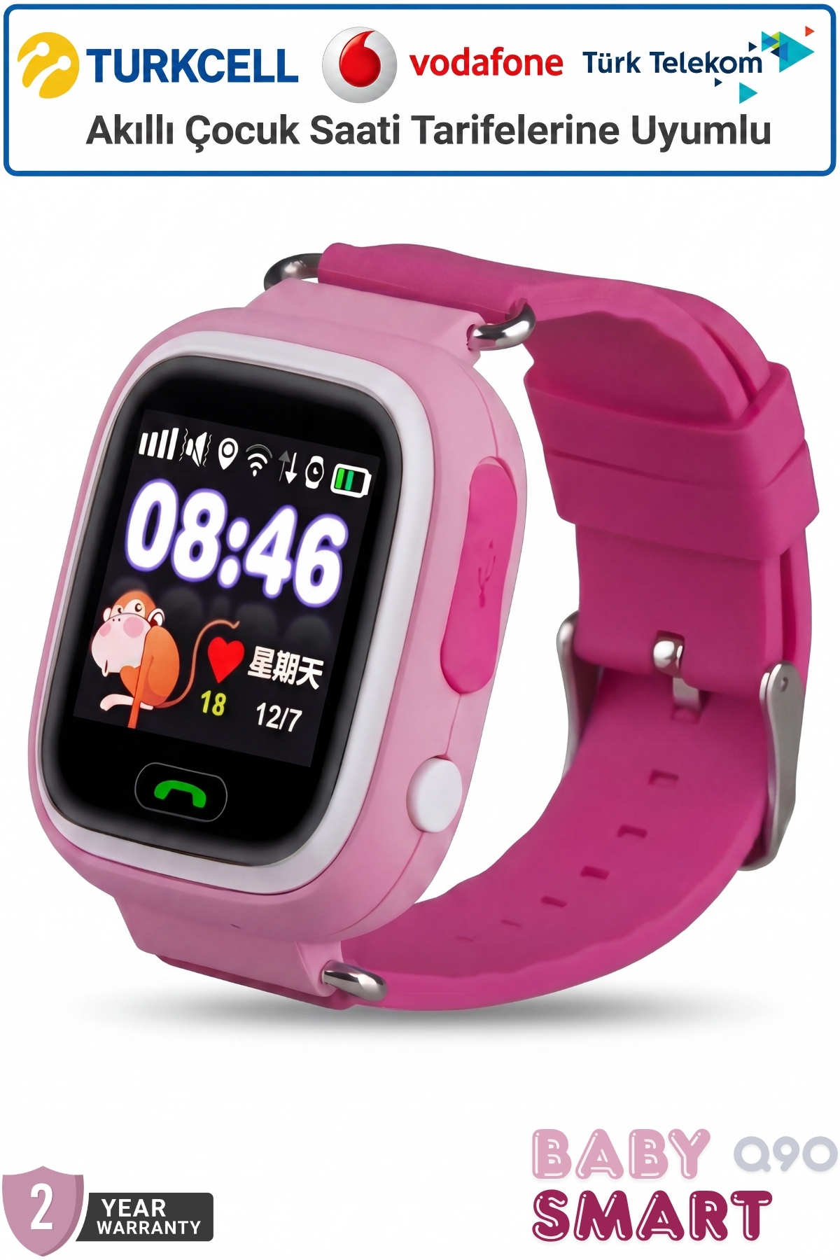 BabySmart Q90 Akıllı Çocuk Saati | LBS Takipli – Sim Kartlı, SOS Acil Arama