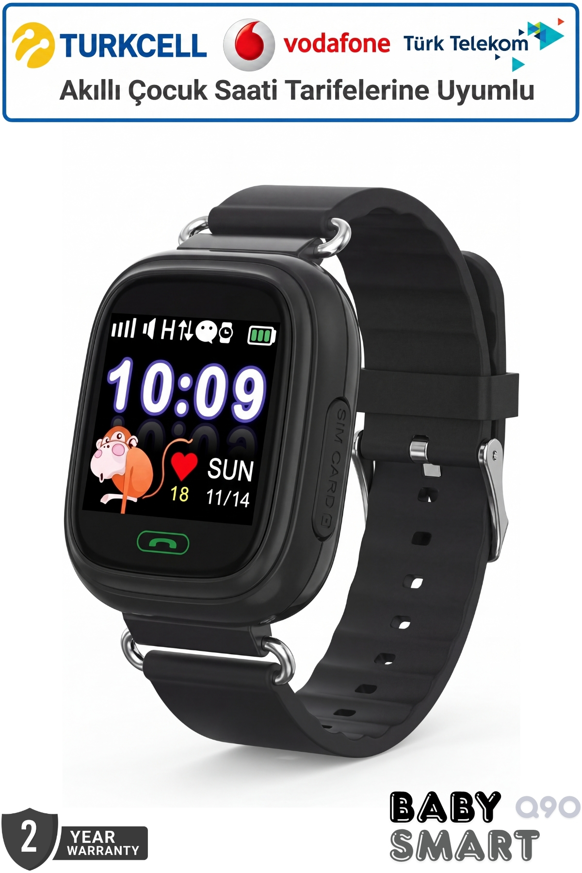 BabySmart Q90 Akıllı Çocuk Saati | LBS Takipli – Sim Kartlı, SOS Acil Arama