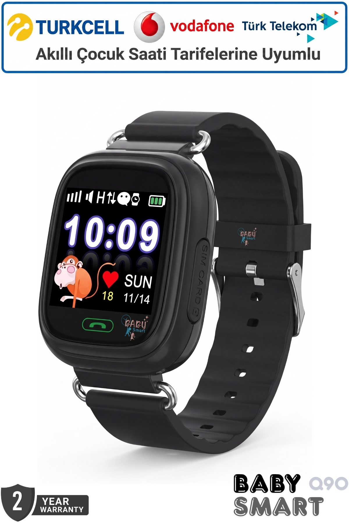 BabySmart Q90 Akıllı Çocuk Saati | LBS Takipli – Sim Kartlı, SOS Acil Arama